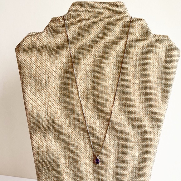 Vintage Sterling Silver Amethyst Pendant Necklace - Picture 6 of 7